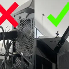 Złe ustawienie anten routera (czerwony X) vs. dobre ustawienie (zielony V). Dowiedz się, jak ustawić anteny routera dla lepszego sygnału.