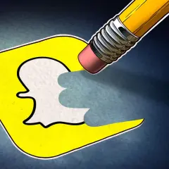 Ołówek z gumką wymazuje logo Snapchata, symbolizując, jak usunąć konto na Snapie.