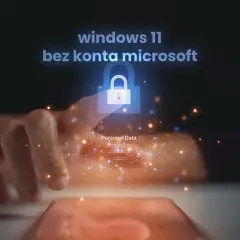 Obejście oobe bypassnro na Windows 11 bez konta Microsoft. Palec dotyka ekranu, symbolizując kontrolę nad danymi.