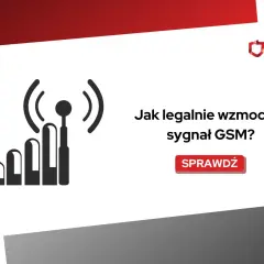 Ikona nadajnika sieci komórkowej z tekstem "Jak legalnie wzmocnić sygnał GSM?".