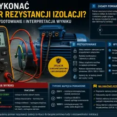 Multimetr mierzy rezystancję izolacji silnika elektrycznego. Wynik 120 MΩ wskazuje na bardzo dobry stan.