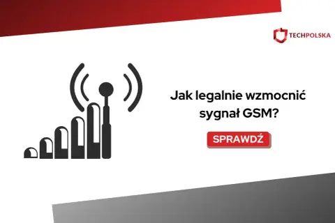 Ikona nadajnika sieci komórkowej z tekstem "Jak legalnie wzmocnić sygnał GSM?".