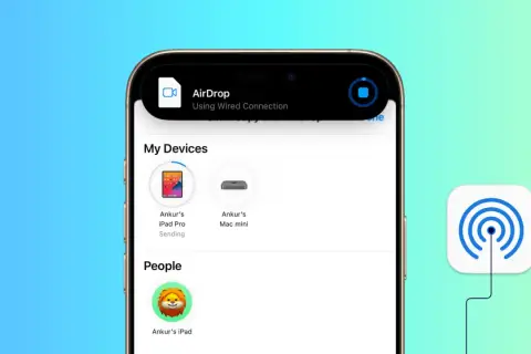 Airdrop co to? Ekran iPhone'a pokazuje opcje udostępniania przez AirDrop, w tym urządzenia i osoby.