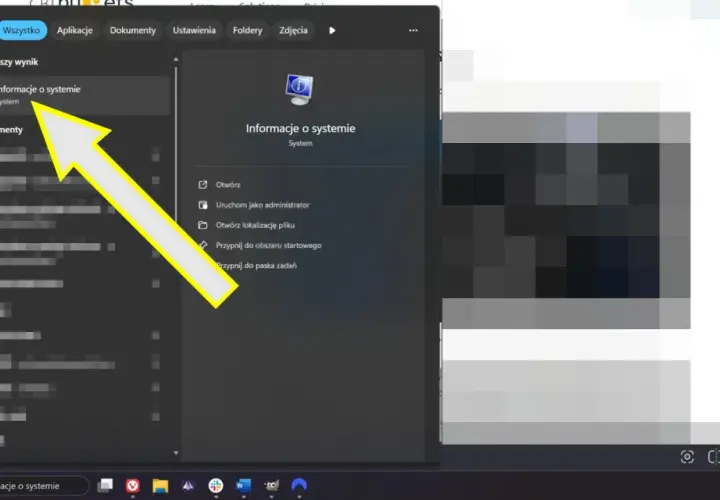 Wyszukiwanie "Informacje o systemie" w celu sprawdzenia ustawień secure boot.
