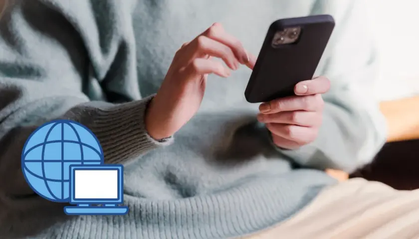 Dowiedz się, jak podłączyć internet z telefonu do laptopa, korzystając z ikony globusa i laptopa.