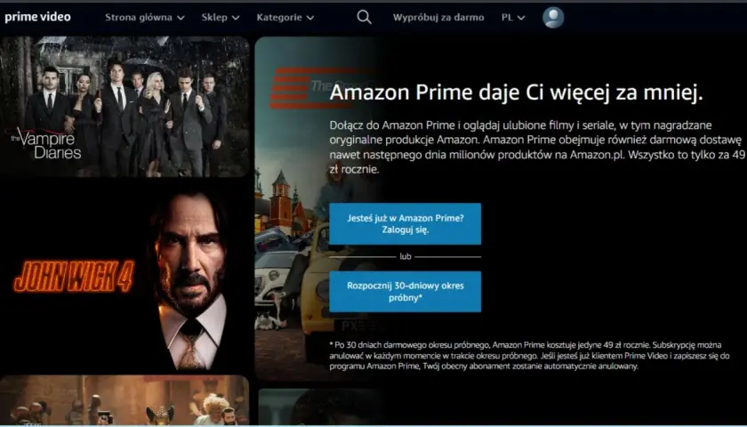 Odkryj Prime Video: filmy, seriale i darmowa dostawa od 49 zł rocznie. Sprawdź cenę i zacznij oglądać!
