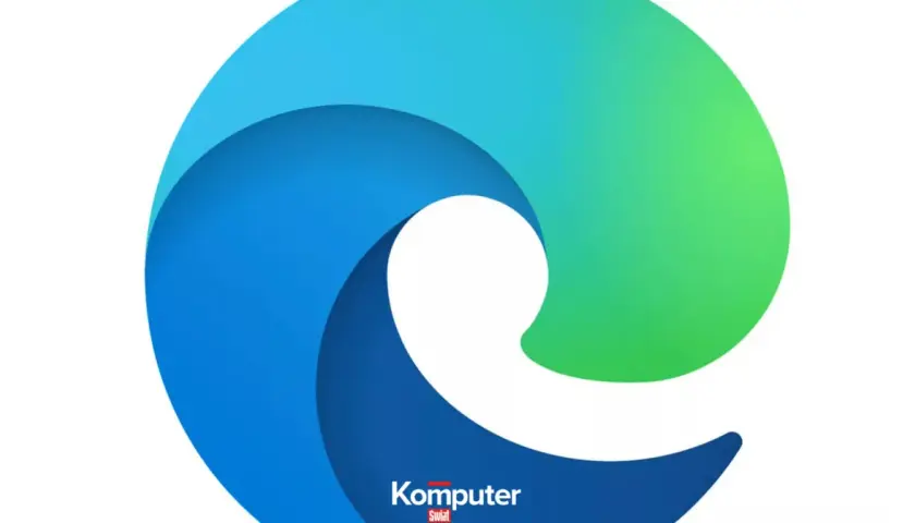 Logo przeglądarki Microsoft Edge. Falisty kształt w odcieniach niebieskiego i zielonego, symbolizujący szybkość i innowacyjność.