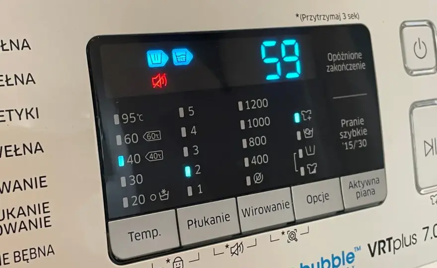 Ikony na wyświetlaczu pralki Samsung - Zrozum symbole i błędy