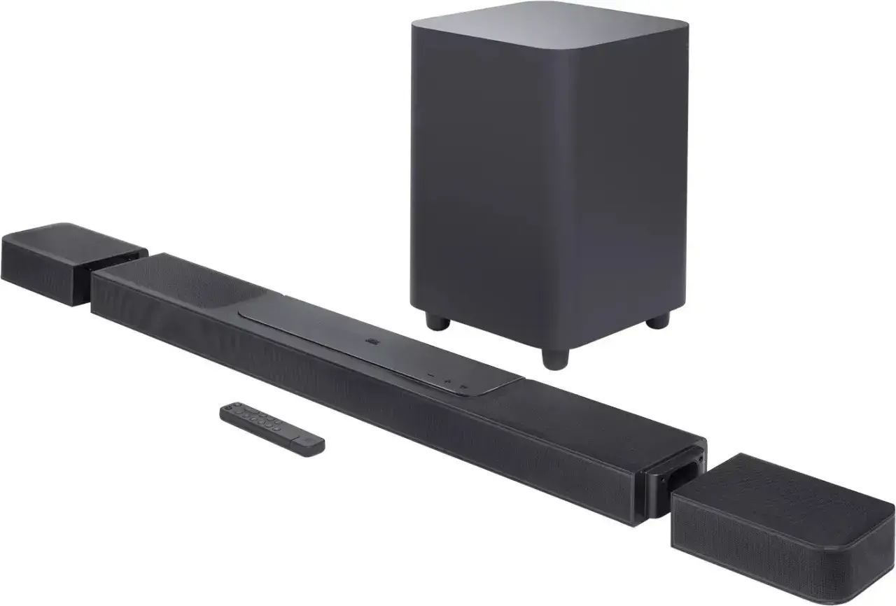 System głośników JBL z subwooferem i pilotem. Zastanawiasz się, czy można podłączyć głośnik JBL z telewizorem? Tak, to możliwe!