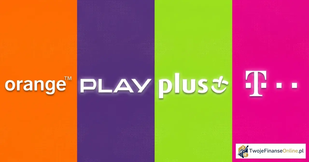 Pomarańczowy, fioletowy, zielony i różowy pas z logo Orange, Play, Plus i T-Mobile. Kto ma najlepszy zasięg w Polsce?