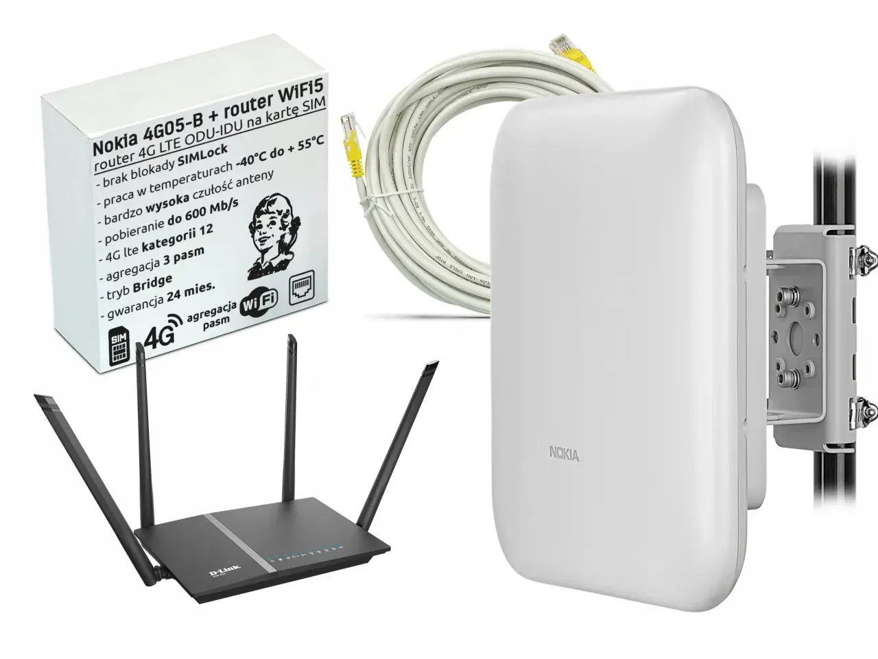 Zestaw routerów 4G LTE i Wi-Fi. Gdzie znajdę hasło do Wi-Fi drukarki HP? Na opakowaniu routera Nokia.