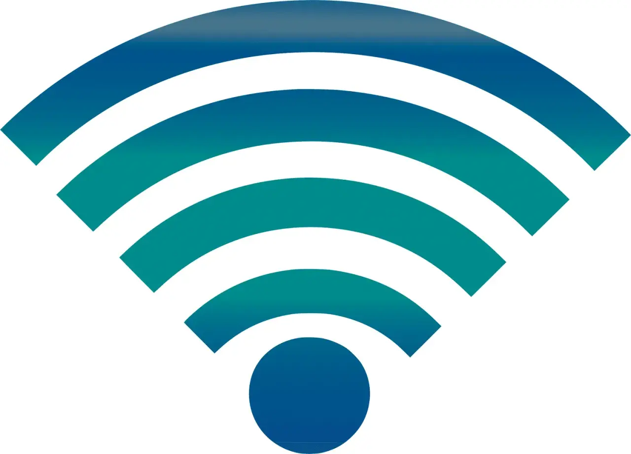 Ikona Wi-Fi w odcieniach niebieskiego i zielonego. Zastanawiasz się, dlaczego rozłącza Wi-Fi? Może to być problem z zasięgiem lub zakłóceniami.