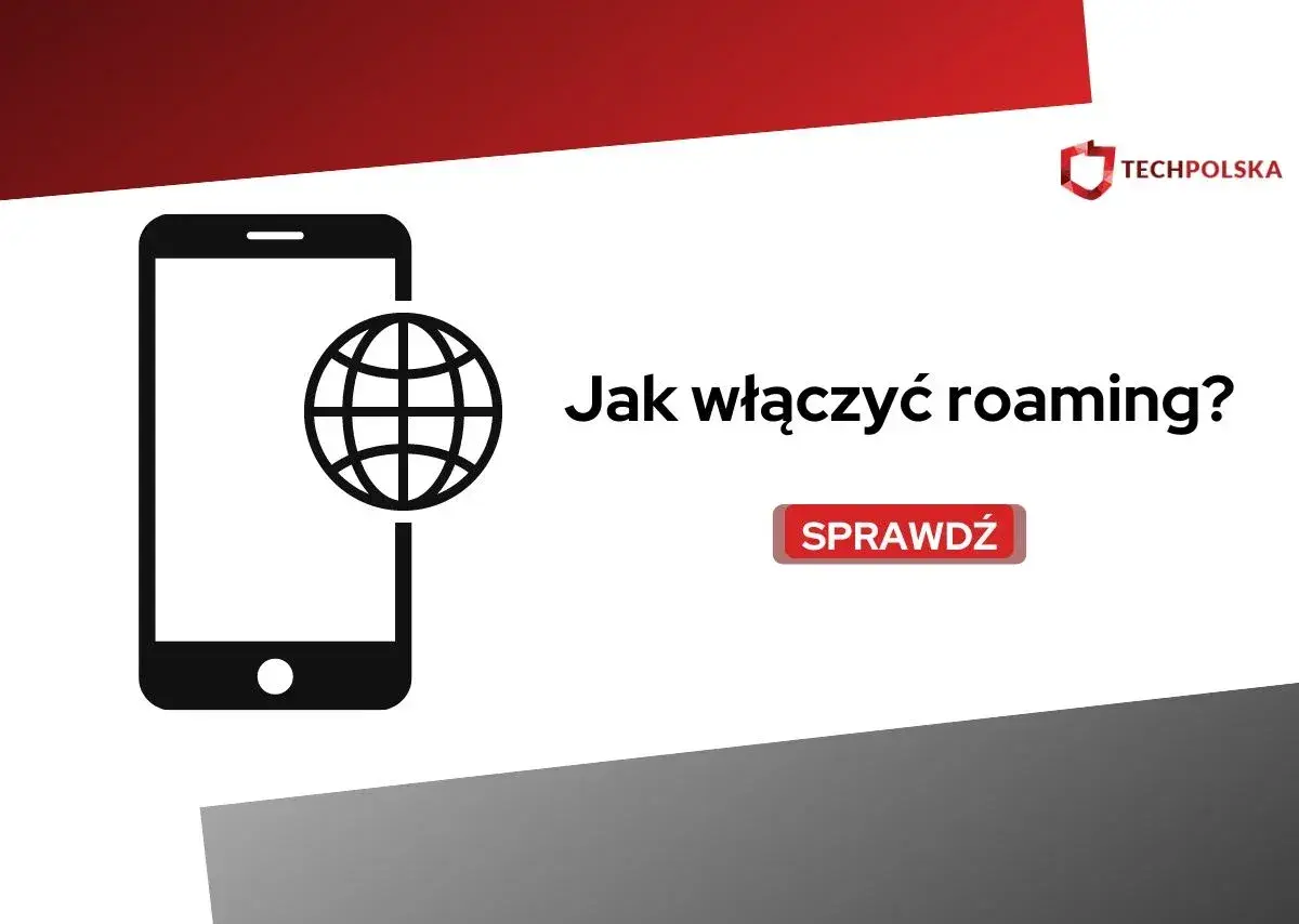 Grafika z ikoną telefonu i globusem. Tekst: "Jak włączyć roaming?". Dowiedz się, jak sprawdzić roaming w Plusie.