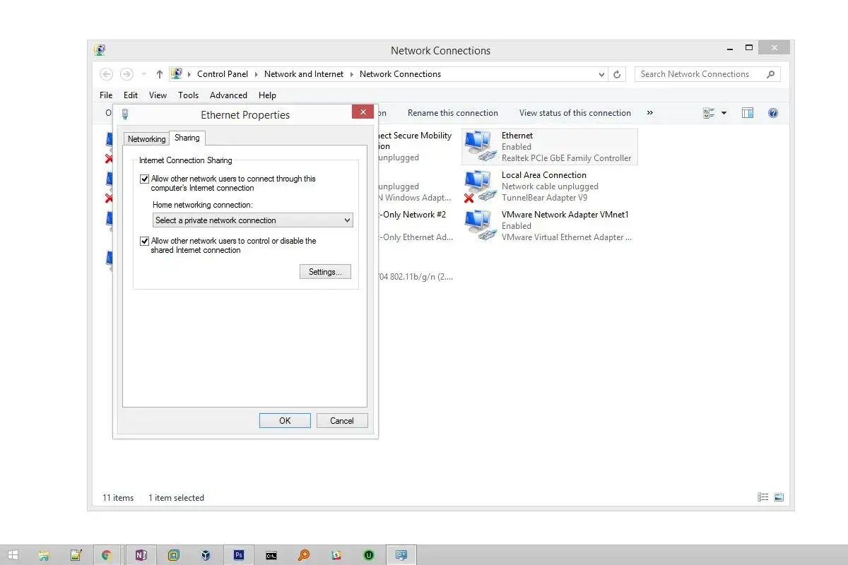 Ustawienia udostępniania połączenia internetowego, pokazujące jak podłączyć internet z telefonu do laptopa.