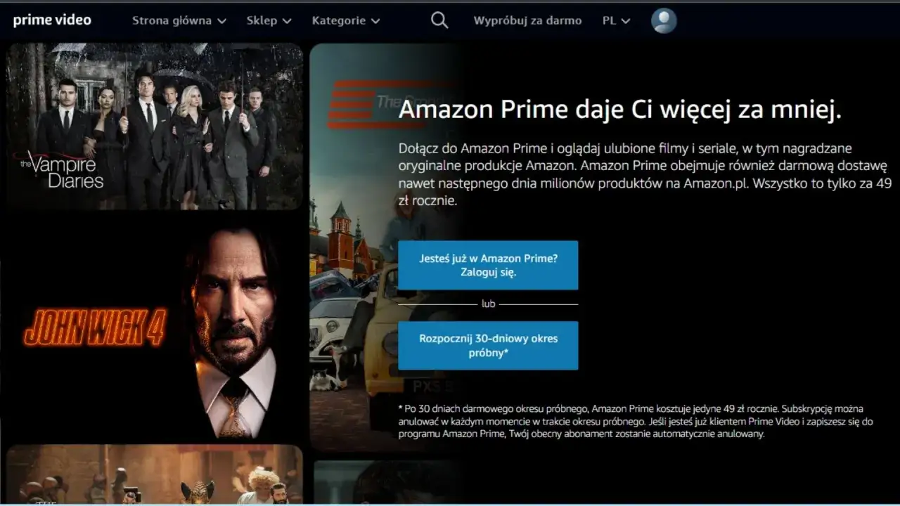 Prime Video oferuje filmy i seriale, w tym