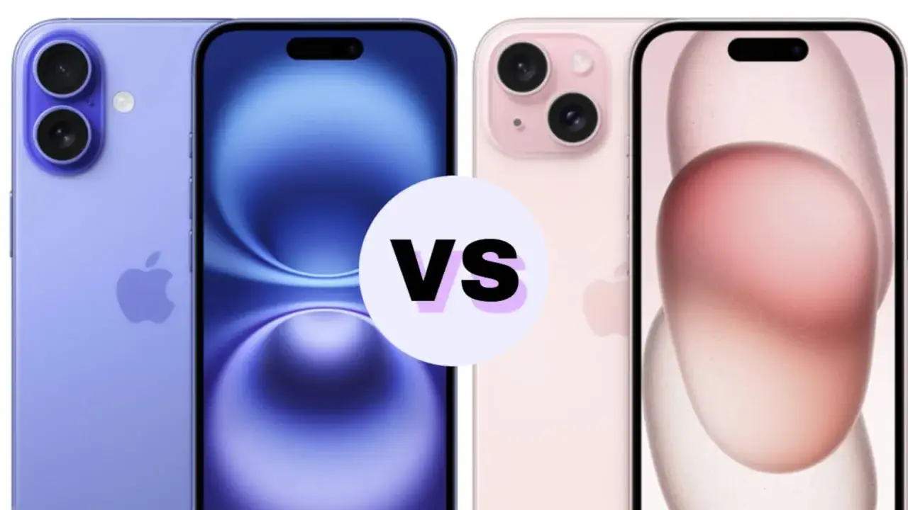 Fioletowy i różowy iPhone obok siebie, z napisem 