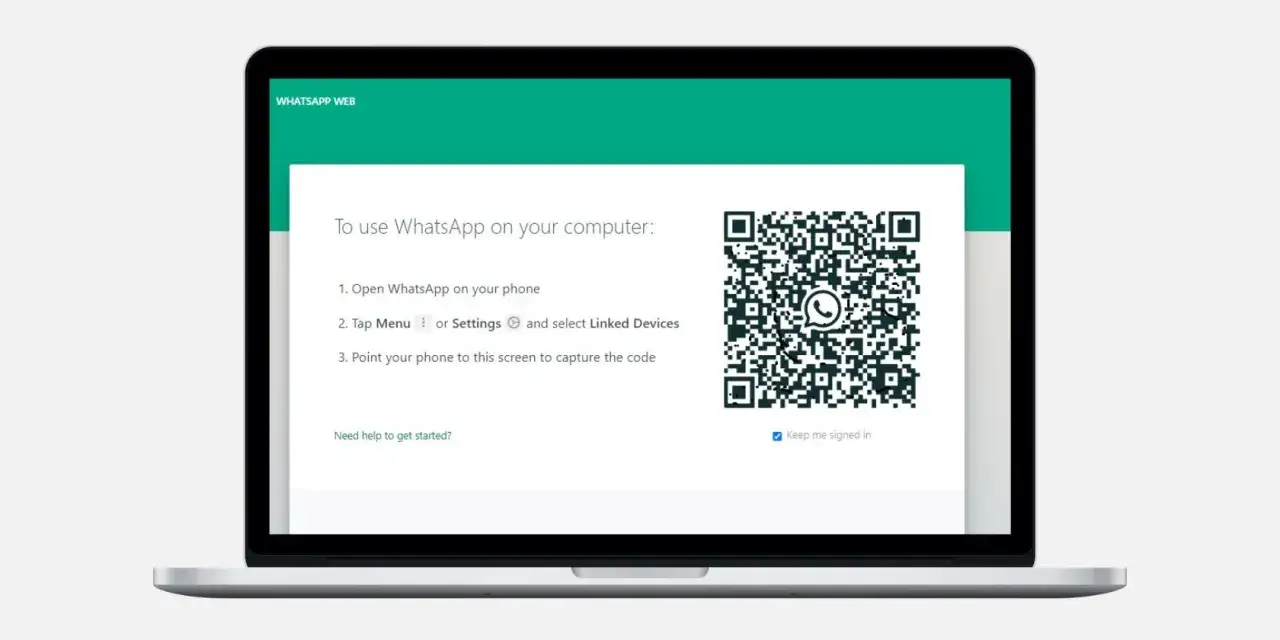 Instrukcja logowania do WhatsApp na komputerze. Wyświetlony kod QR i kroki połączenia.