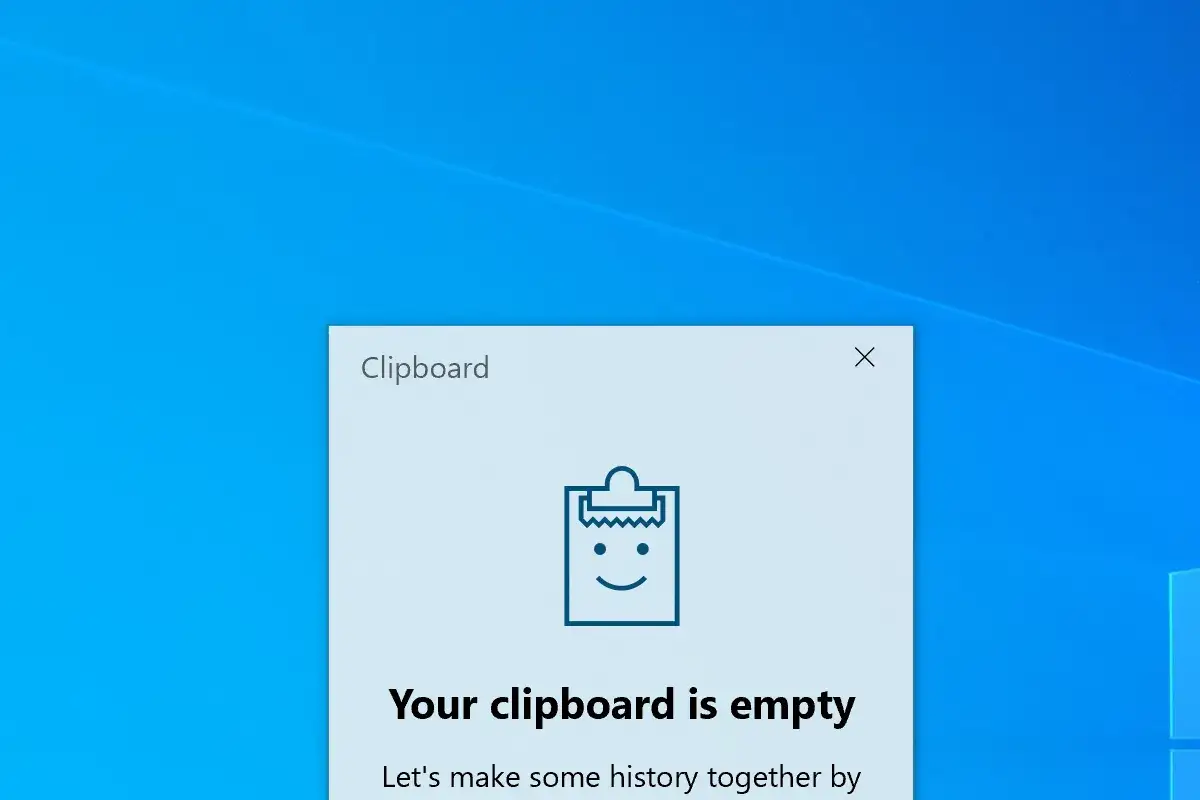 Okno schowek Windows informuje, że jest pusty. Czas coś skopiować!