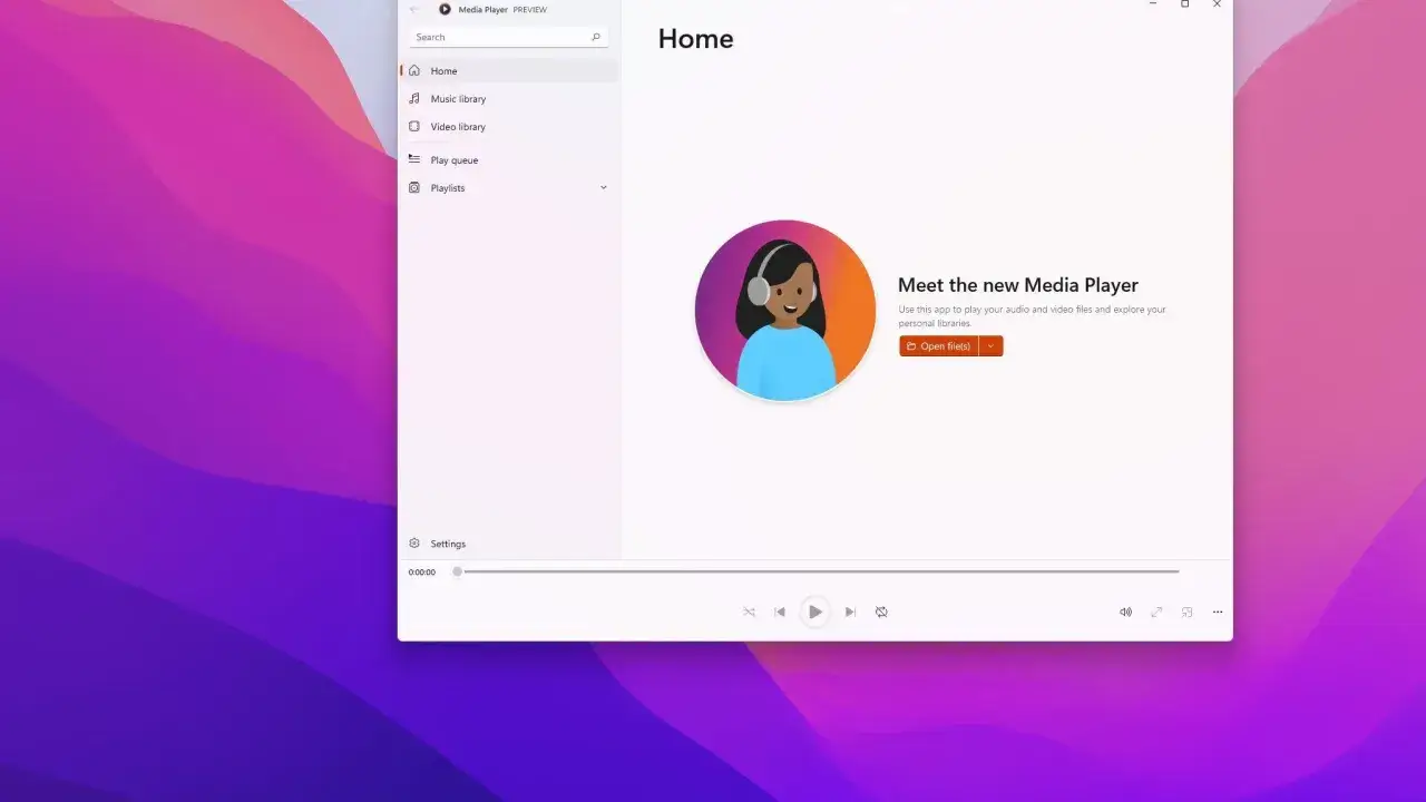 Nowy Media Player w wersji podglądowej, gotowy do odtwarzania Twoich ulubionych plików audio i wideo.
